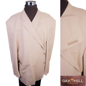 Oak Hill Men's 62R Beige Linen Blend Blazer Sport Coat Casual Jacket Two Button